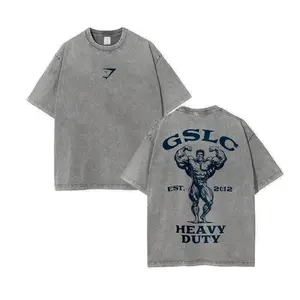 Heavyweight Vintage Washed Graphic Tee | Heavy Duty Grey Gym Shirt GSLC 2012 Est Limited Design | Whimsical Hiphop Sportswear & Ideal Gift