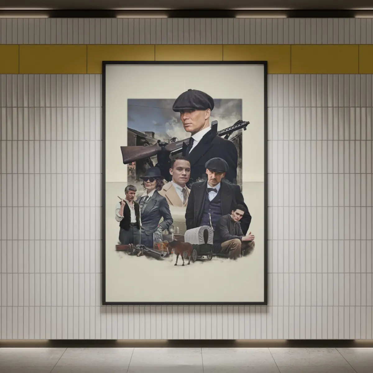 Peaky Blinders Character Collage Poster, Thomas Shelby TV Series Wall Art Print, Gangster Drama Decor, Unframed Poster Gift