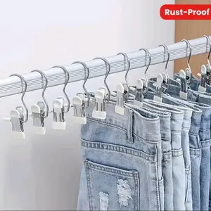 Stainless Steel Hooks, Towel Clips | Trouser Racks | Laundry Clips, Skirt Hangers with Clips, Anti-Rust Hooks | Durable | Space-Saving, Easter Gifts, Clothes Clips Hanging