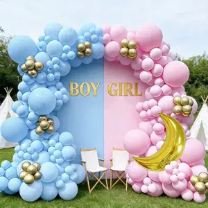 122pcs Gender Reveal Balloon Garland Kit, Blue Moon Balloon Arch, Baby Shower Party Decorations, Easy Setup, Latex Balloons