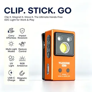 Multi-Source Gesture Sensor Flashlight, Adjustable Brightness, UV Bill Validator, RGB Atmosphere Light, Magnetic Base, Type-C Fast Charge