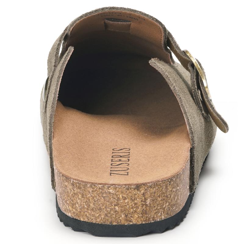 Men’s & Women’s Suede Clogs shoes,Adjustable Buckle Potato Shoes, Men’s Leather Mules, Cork Footbed Cushioned Sandals,