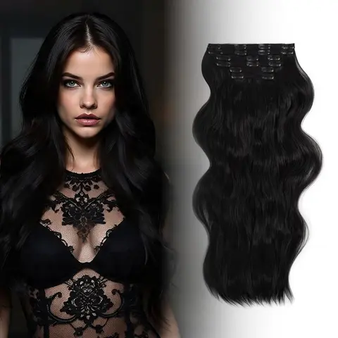 #SummerVibes Qbeauty 2026 New Upgrade Anti-Thinning Synthetic Extensions & Pieces - 6PCS 22-24In Clip-In Body Wave Hair Extensions, Invisible Clips, Tangle-Free, Long Lifespan, Thick Natural Look for Women, Hair Replacement, Gift Box, Summerwins