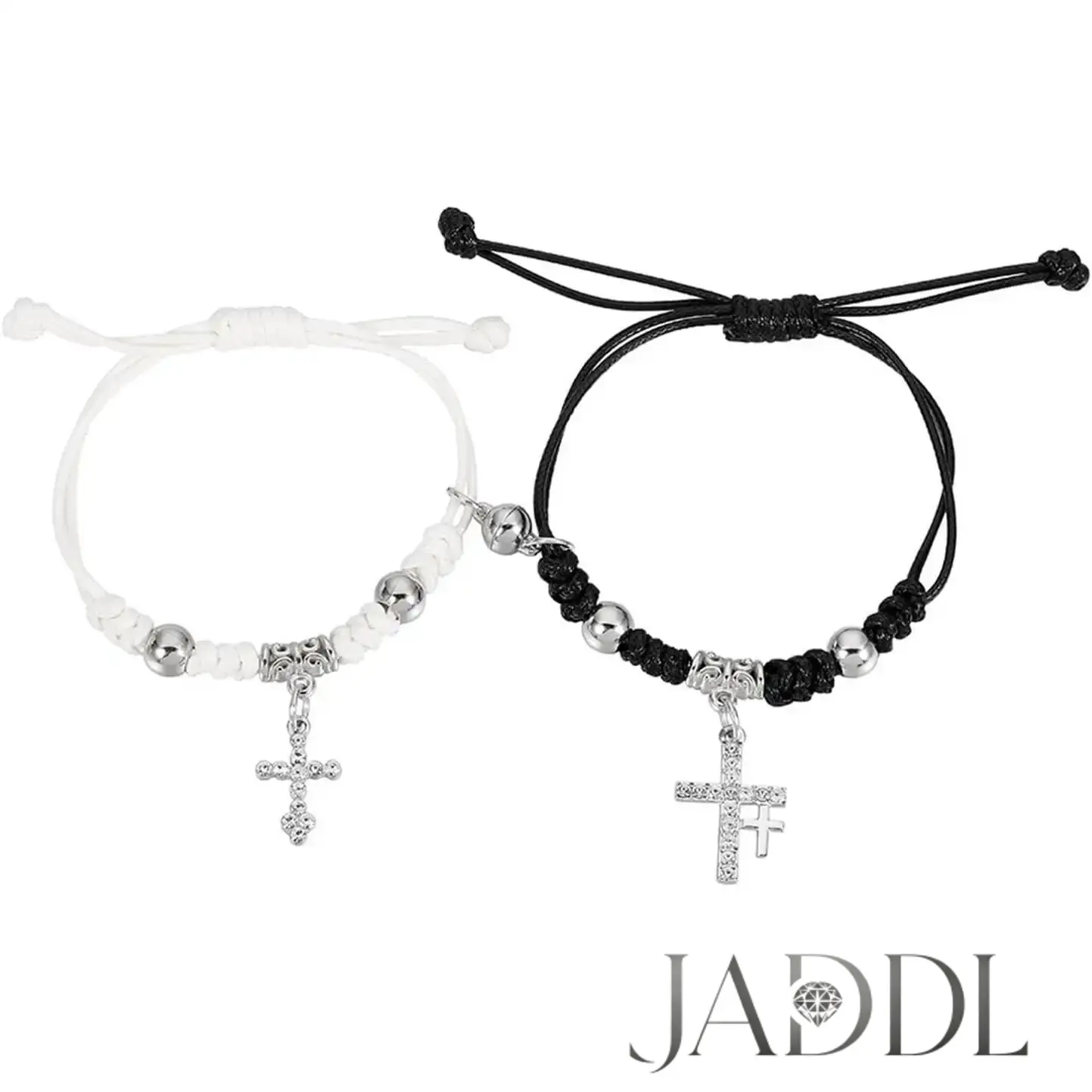JADDL Ying Yang Friendship Symbol Bracelets & Bangles, 2-Piece Adjustable Long-Distance Matching Bracelets for Friends, Valentine’s Party Favors Fashion Accessories
