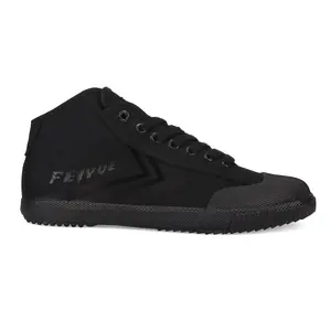 Authentic Feiyue Mid top Trainer Sneakers in Breathable All Black Canvas | Great for Martial Arts, Lifting, Parkour and Everyday Wear | Black Gum Sole for Traction | Streetwear Fashion | Fe Mid 1920 Heritage Shoe | Ships from USA  Athletic Footwear