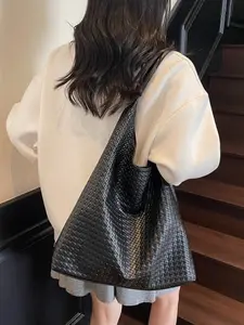 Fashion New Large Capacity Woven Tote Bag, Versatile Casual Simple Shoulder Bag for Shopping, Travel, Commuting, Women's Handbag, Commuter Tote Bag