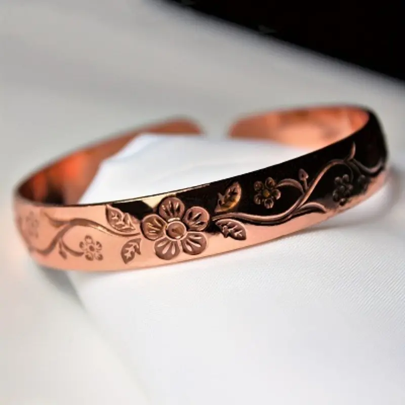 1pc Copper Cuff Bracelet, Adjustable Plum Blossom Fashion Accessory for Daily Wear and Party Gift, Elegant Jewelry, Fashionable Bracelet Style