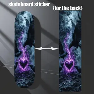 1 9 × 33 inch "Trend Dark Emitting Purple Electric Light Love" Themed Printed Skateboard Back Sticker - Self-Adhesive PVC
