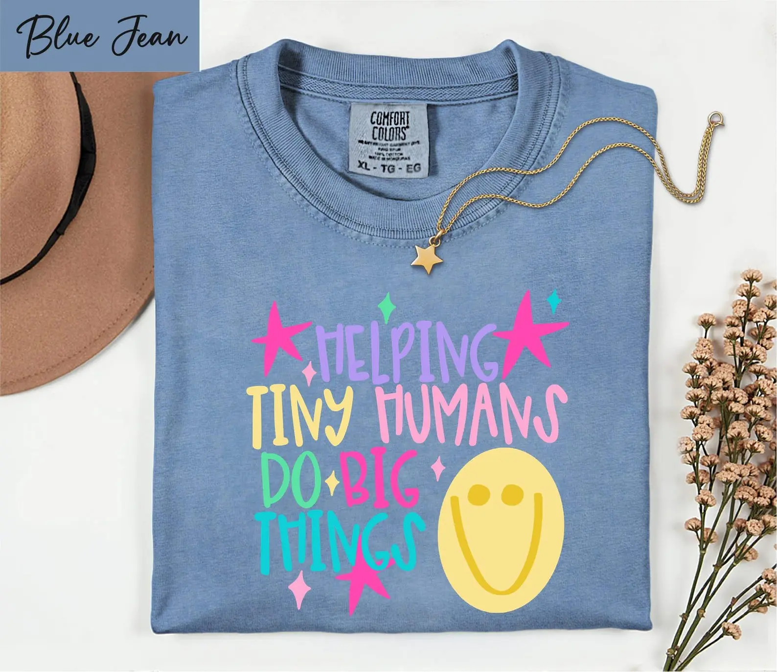 Comfort Colors Helping Tiny Humans Do Big Things T-Shirt, Inspirational Teacher Tee, Preschool Elementary Educator Shirt, Teaching Life Gift