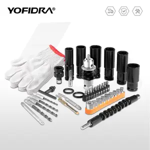 YOFIDRA 44-Piece Impact Wrench Accessory Kit – Sockets, Bits, Drills, Extension Rods & More, Tool Set for 1/2" Square Drive Wrenches