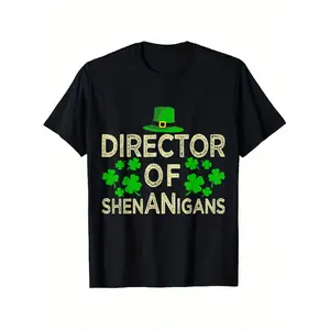 St. Patrick's Day Director of Shenanigans T-Shirt - Funny Irish Party Costume Tee with Green Top Hat & Shamrock Design - Heavyweight 100% Cotton Breathable Shirt for Pub Crawls, Parades, Everyday Irish Celebrations - Sizes S-XXXL (Men & Women) - Machine W