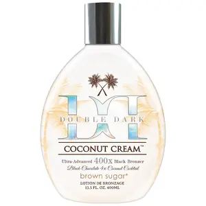 Brown Sugar Double Dark Coconut Cream Tanning Lotion, Ultra-Advanced 400X Black Chocolate Bronzer with Quadruple Coconut Cocktail & Argan Extracts, 13.5 Fl Oz