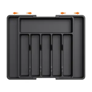 Expandable Utensil Tray, 1 Count Silverware Drawer Organizer, Adjustable Plastic Storage Tray for Spoons Forks Knives, Racks, Kitchen Organization