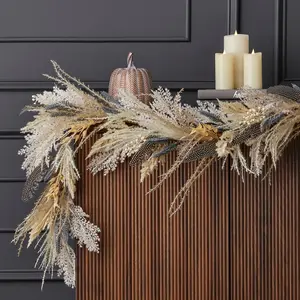 Fall Fields Bouquet with Feather and Pampas 6ft Garland Decor Decorative