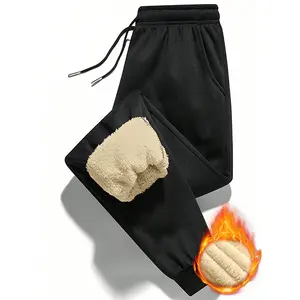 Men's Winter Fleece-Lined Thick Warm Jogger Pants Cold-Weather Versatile Casual Loose Sports Trousers