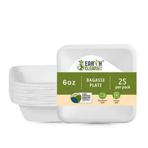 Compostable Sugarcane Bagasse Square Bowl - 4 Inch (6 Oz) - Pack of 25