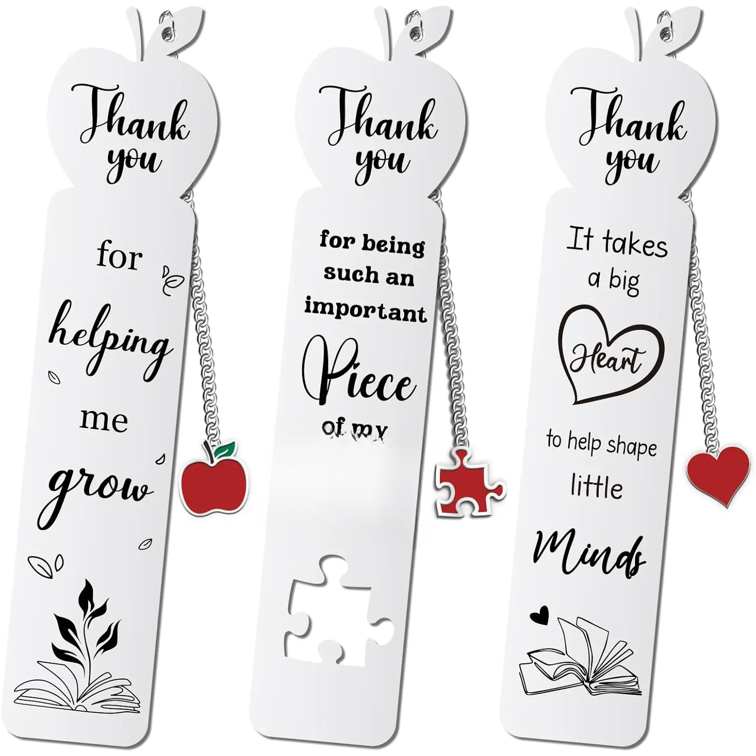 3 count Teacher Appreciation Bookmark, Thank You Teacher  Bookmark for Women Men, Teacher Appreciation Gifts Metal Bookmarks for Christmas Day,  Bookmarks for Teacher's Day