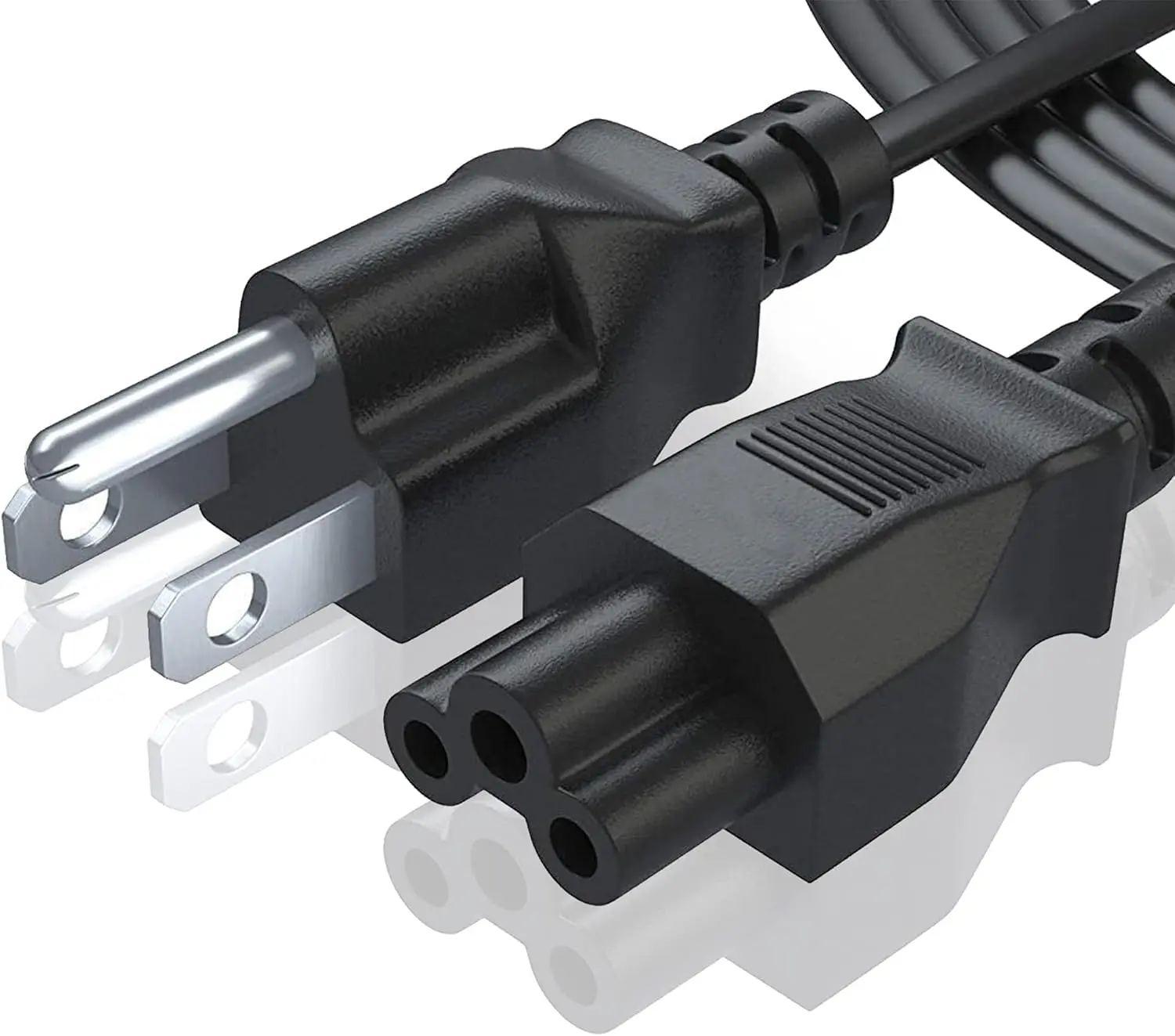 3-Prong C5 Cable Replacement Power Cord - NEMA 5-15P to Mickey Plug for Computer Users, TV, Monitors - Compatible with LG, Samsung, Dell, HP, Acer, Asus (3ft)