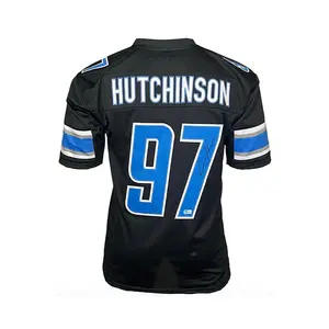 Aidan Hutchinson Signed Custom Black Football Jersey (Beckett)