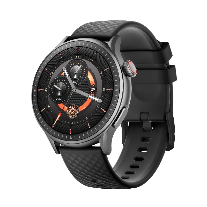 [Early Bird 50% OFF] GTR3 Black Flagship Silicone Smartwatch, AMOLED Round Screen, 3ATM Waterproof, HR Monitor Built-In, Type-C Fast Charge, Unisex Adults Fitness Workout Wearable Device (2026 iOS Compatible)