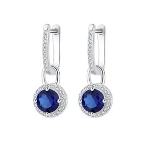 Women's Blue Crystal Zircon Hook Earrings
