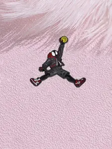 1 Piece Spider-Man Air Jordan Jumpman Dunk Cartoon Enamel Pin Creative Anime Streetwear Style with Classic Dunk Pose and Black Red Suit Design for Marvel Fans Sneakerheads Backpack Jacket Decoration Gift