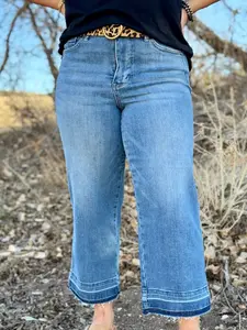 Jamie Cropped Raw Hem Jeans by Judy Blue
