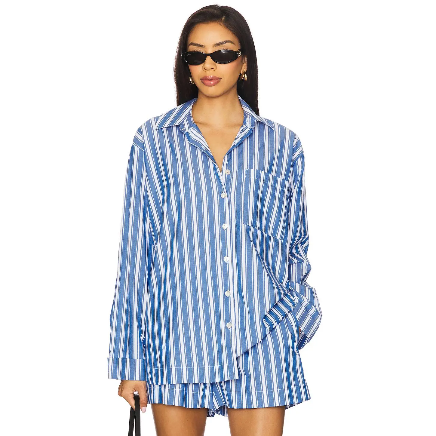 Show Me Your Mumu Braxton Button Down in Coastal Blue Stripe