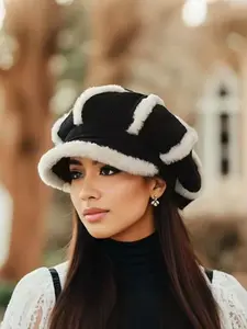 Women's Fleece Lined Beret Hat, Octagonal Design, Soft and Comfortable, Perfect for Fall and Winter, Commuting, Casual, Dating