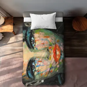Begin Home Decor C1DCTXLWAF7LZN Abstract Portrait Modern Figurative Twin Size Extra Long Duvet Cover - Home Decor