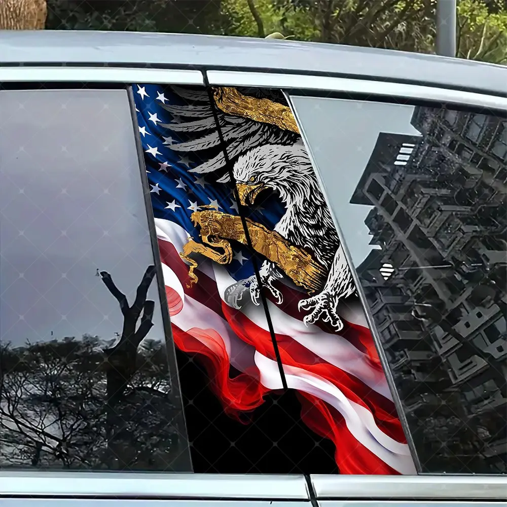 2pc American Flag Eagle Vinyl Sticker, Car B Pillar Protection Decal, Car Stickers, Stickers For Cars, Easy Peel & Stick, Sunproof Waterproof Scratch Resistant, Adhesive Vinyl Decal