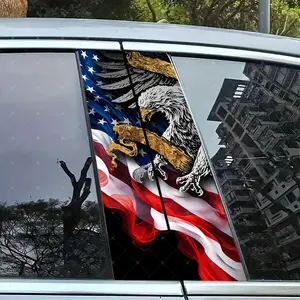2pc American Flag Eagle Vinyl Sticker, Car B Pillar Protection Decal, Easy Peel & Stick, Sunproof Waterproof Scratch Resistant