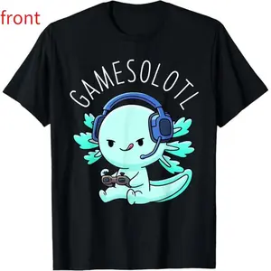 100% Cotton Gamesolotl Axolotl Gamer Anime Gifts Kawaii Boys Girls T-Shirt