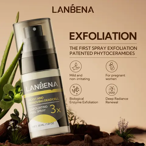 LANBENA Body and Face Peeling Spray,exfoliator face 30ml, Professional Care for Hands, Knees, Elbows, Back, Ankles with Natural Aloe Vera Infusion