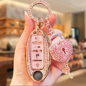 Car Key Case, Rhinestone Decor Car Key Protector, Fashionable Car Key Case for Nissan Altima Sentra Maxima Rogue Armada Pathfinder Infiniti, Car Key Accessory