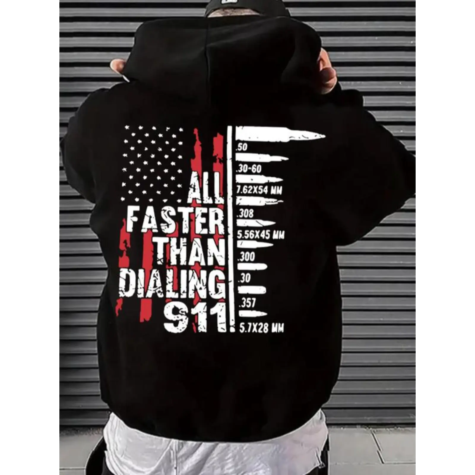 Men's Letter & Flag Print Drop Shoulder Long Sleeve Hoodie, Casual Regular Fit Graphic Drawstring Kangaroo Pocket Hooded Sweatshirt for Daily Holiday Outdoor Wear, Men Clothes for Spring & Fall