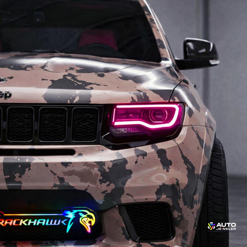 Jeep Trackhawk LED Grille Emblem Badge – RGB Flow Series | Bluetooth App Controlled (2018–2021)