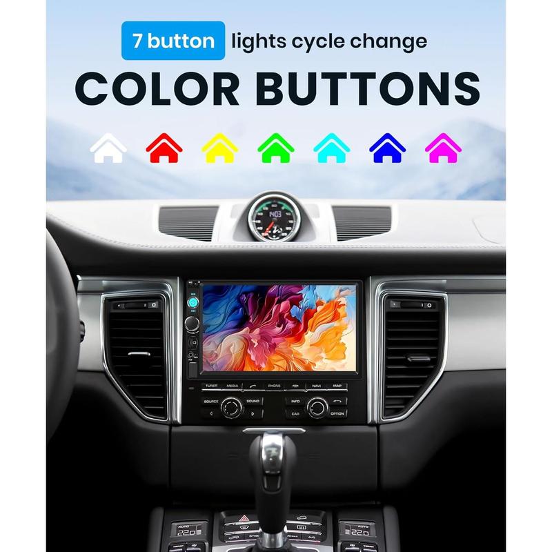 Single Din 7'' Car Stereo Wireless Carplay Touch Screen with Android Auto YouTube Video Bluetooth Mirror Link FM/EQ USB/AUX/TF/SWC/MIC Car Audio Receiver Backup Camera