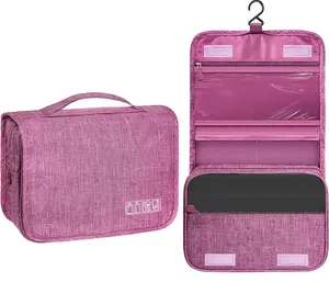 Toiletry Bag Travel Bag with Hanging Hook, Waterproof Capacity Hanging Multifunctional Makeup Bag for Toiletries, Portable Cosmetic Bag Travel Organizer for Women and Men(Purple)