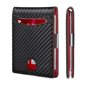 Men's Ultra-Thin Carbon Fiber Pattern Wallet with Card Slots, Slim Wallet with Money Clip, RFID Blocking Bifold Wallet, Thin Credit Card Holder, Card Case, Portable Men Wallet