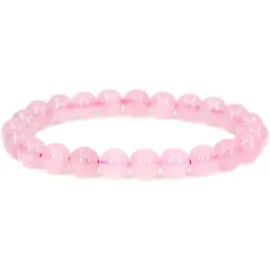 Natural Pink Rose Quartz Gemstone 8mm Round Beads Healing Crystals Stretch Bracelet 7" Unisex