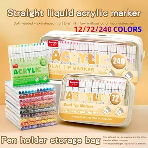 Guangna Dual-Ended Acrylic Marker Set, 12/72/240 Colors, High Saturation, Fast-Drying, Ideal for Various Papers and Materials