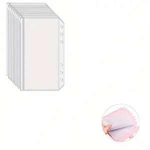 [ A6 Binder Pockets] A6 Size 6-Hole Transparent Zipper Binder Pockets | Waterproof PVC File Bag for Budgeting, Plastic Budget Cash Envelope Binder Bag Suitable for 6-Ring Binder