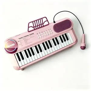 37 Key Kids Electronic Piano Toy, Rechargeable Early Learning Musical Keyboard with Built-in Microphone, Interactive Educational Instrument Toy for Toddler Boys Girls, Electric Guitar Combination Play
