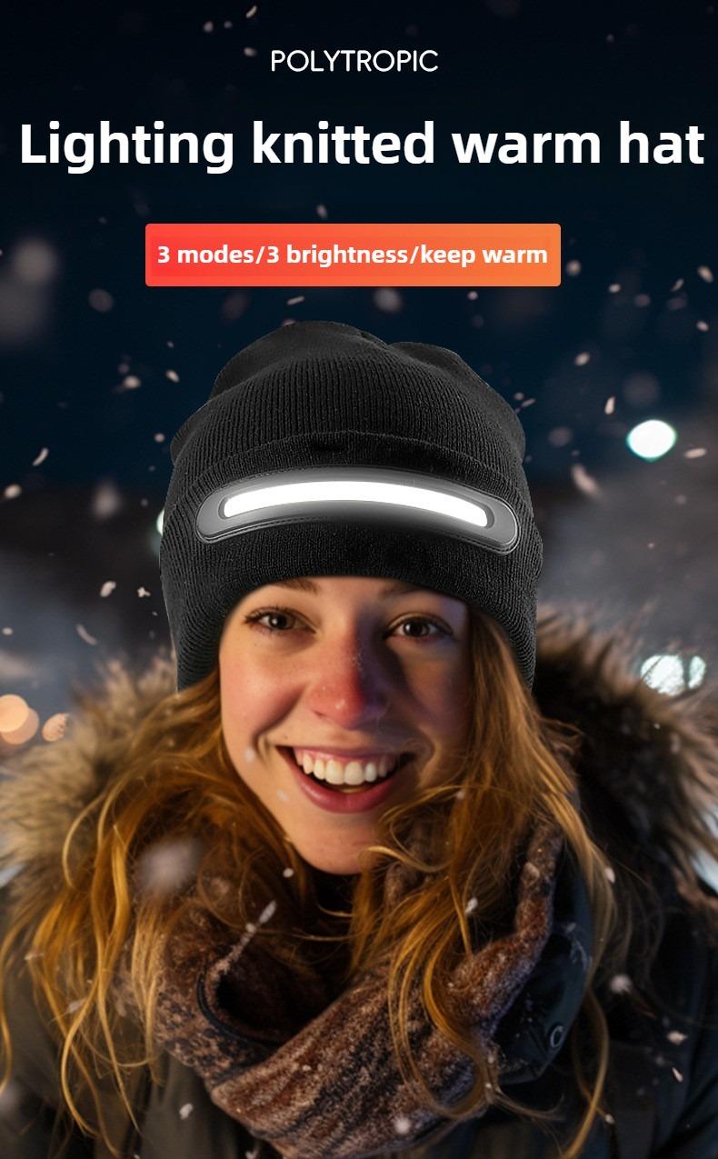 Bluetooth LED Woolen Hat – USB Rechargeable Unisex Winter Hat with Lights for Men, Women & Teens, Perfect Christmas & Birthday Gift, Stocking Stuffer – Black usb-c fast charging