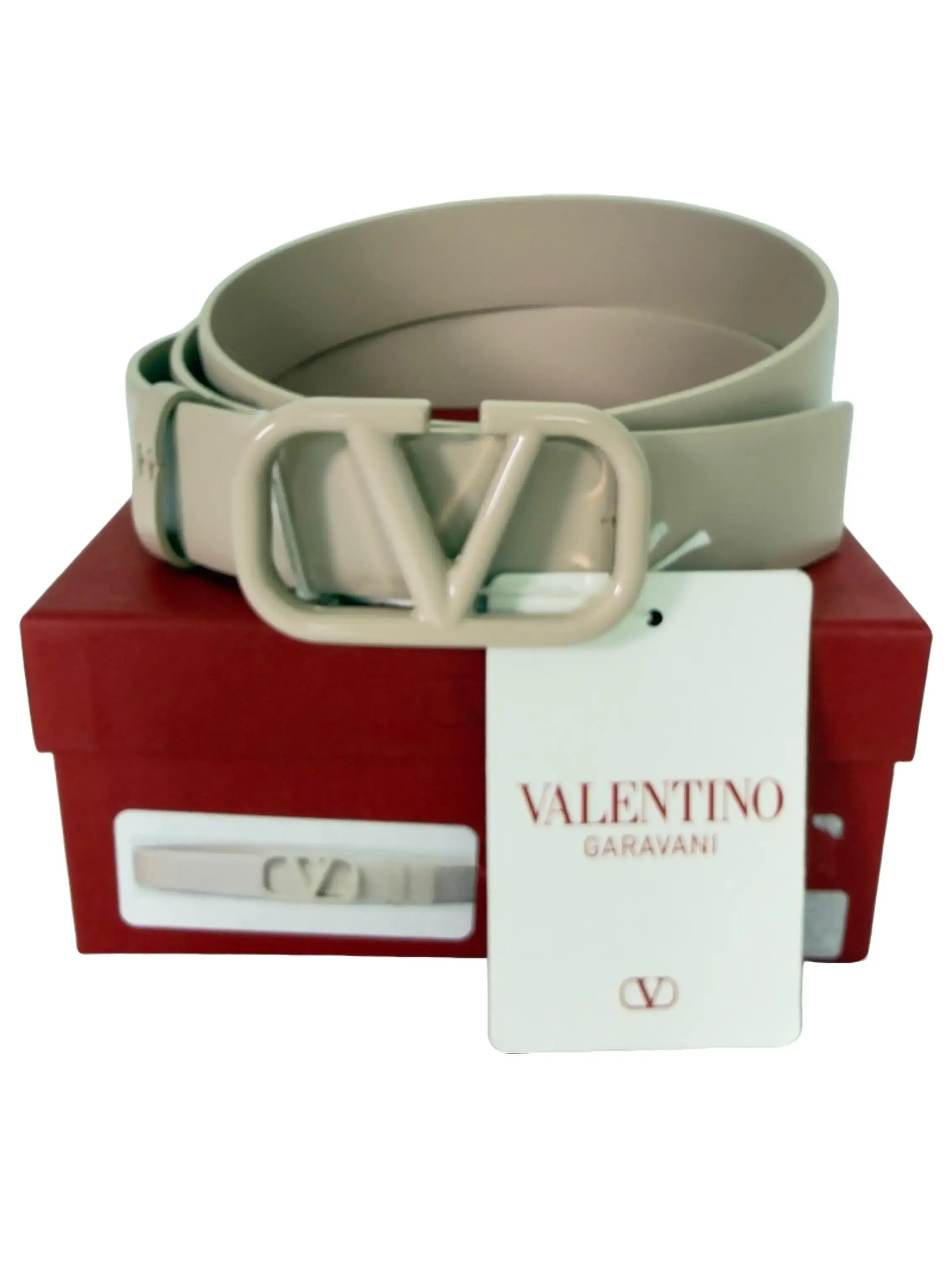Pre-owned Valentino Garavani VLogo Signature Leather Belt 36