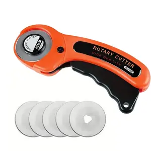 6-piece paper cutting tool set: Tungsten steel rotary blade/flat fabric cutter/leather scriber with multi-blade design, magnetic quick-change blades + push-button safety lock. Suitable for clothing cutting/wallpaper trimming.