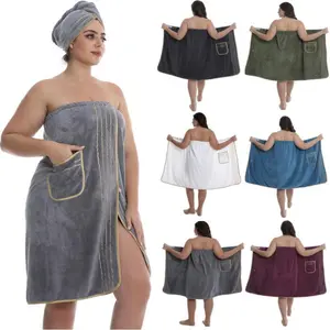 2pcs Set, Extra Large Bathrobe + Princess Cap Outfit, Large Size Towel Wrap, Adjustable, Suitable for M-XXXXL, Thick Coral Fleece, Soft Super Absorbent, Casual Soft Bathrobe, Perfect for Home Use, Travel, Sauna, and SpaGift