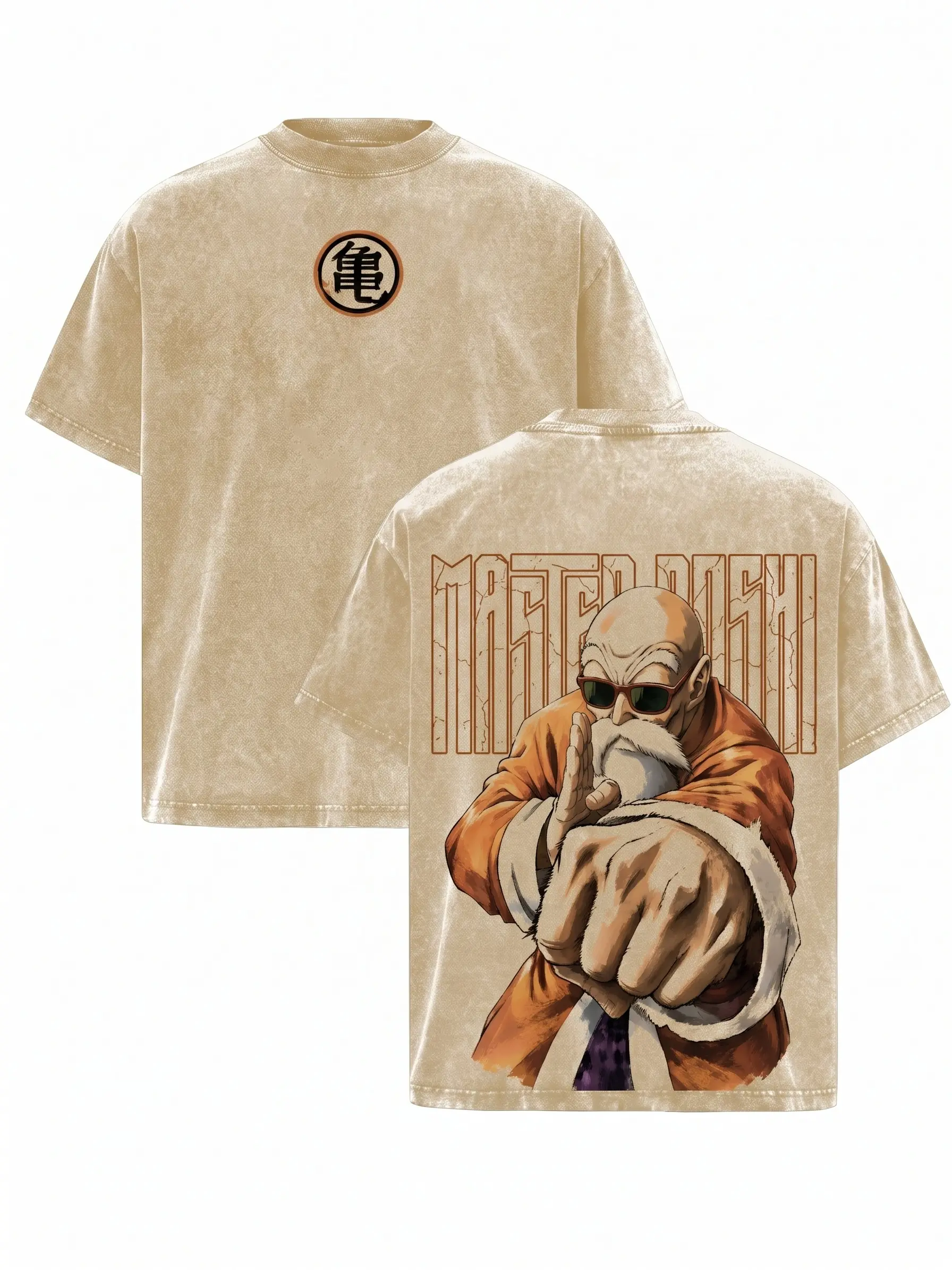 Dragon Ball Master Roshi Kame Graphic T Shirt Vintage Washed Oversized Anime Tee Heavyweight Cotton Streetwear Shirt Retro Japanese Manga Style Unisex Short Sleeve Top Y2K Casual Summer Outfit Anime Fan Gift