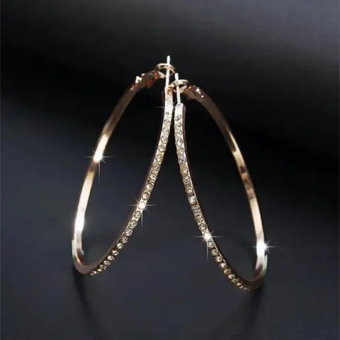 Multi-Color Stainless Steel Hoop Earrings for Women, Ear Jewelry, Large Hoop Earrings, Lightweight Rhinestone Hoops, Gifts for Valentine's Day & Mother's Day
